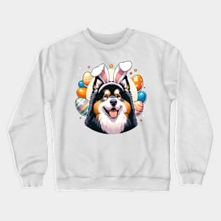 Lapponian Herder Enjoys Easter with Bunny Ears Crewneck Sweatshirt